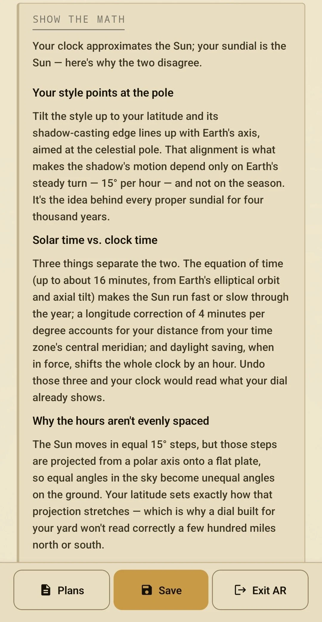 Show the math - how your dial reads the sun