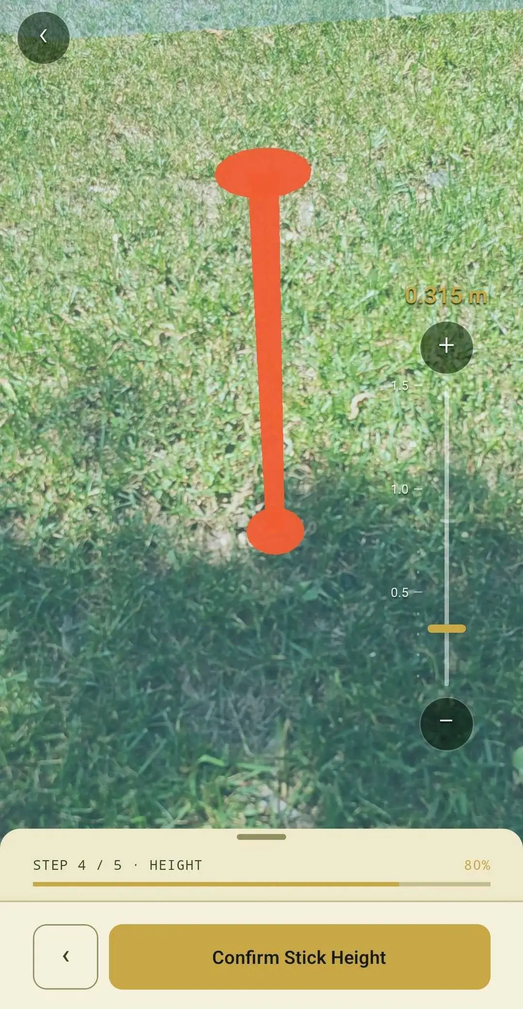 Calibrating the stick height in augmented reality